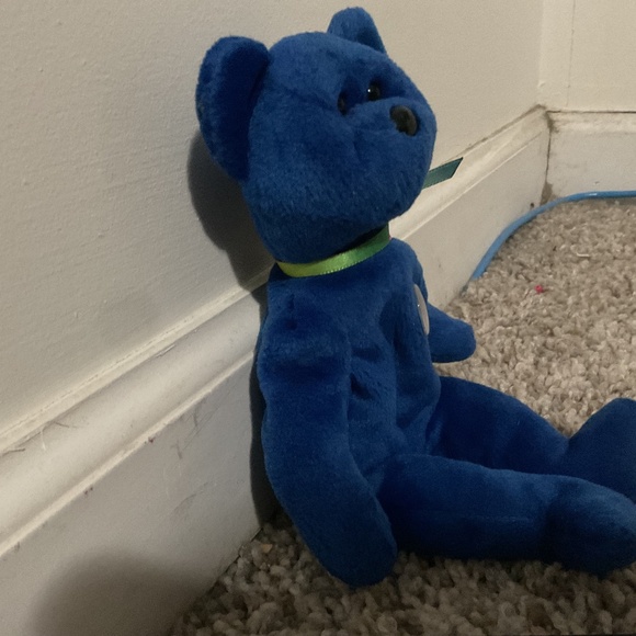 Blue small Beanie Babies teddy bear - Picture 3 of 17
